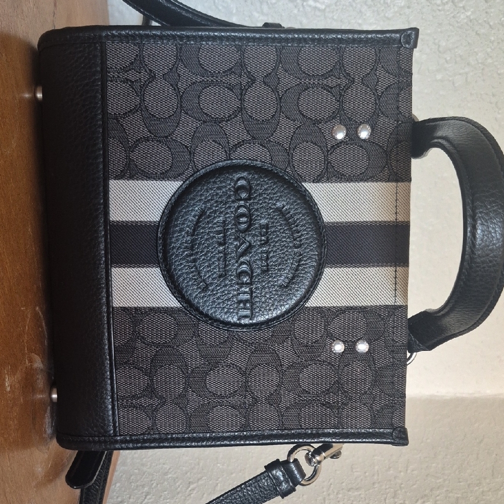 Coach Black and Brown Briefcase with Signature Style